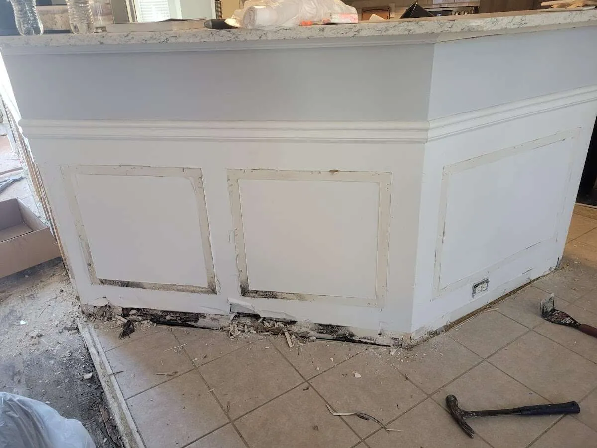 Water damage and mold on kitchen during Storm Damage Restoration in Phoenixville